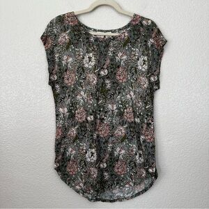 Joie 100% Linen Green Floral Scoop Neck Blouse Top, Size XL